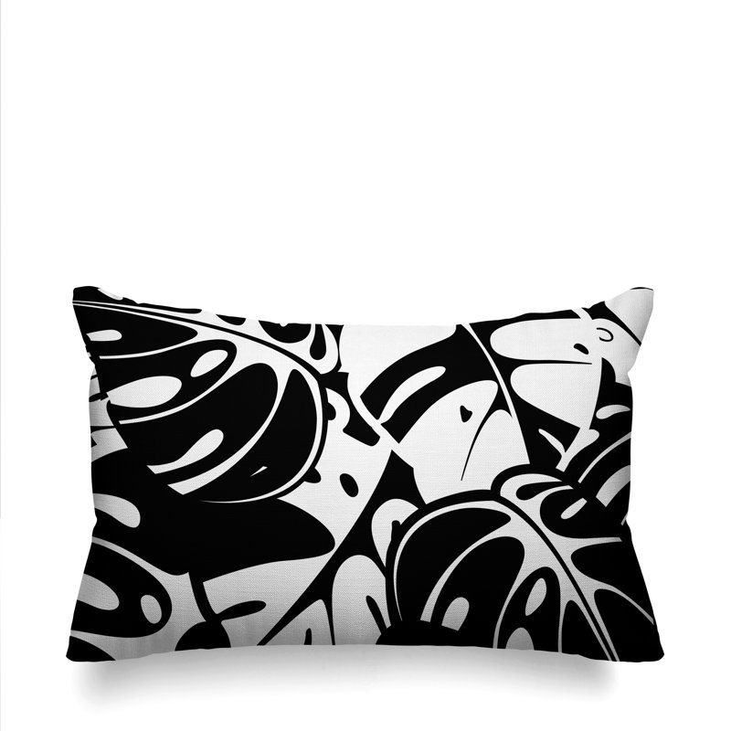  Housse et insert de coussin pour l'extérieur Tropical Leafs, Noir