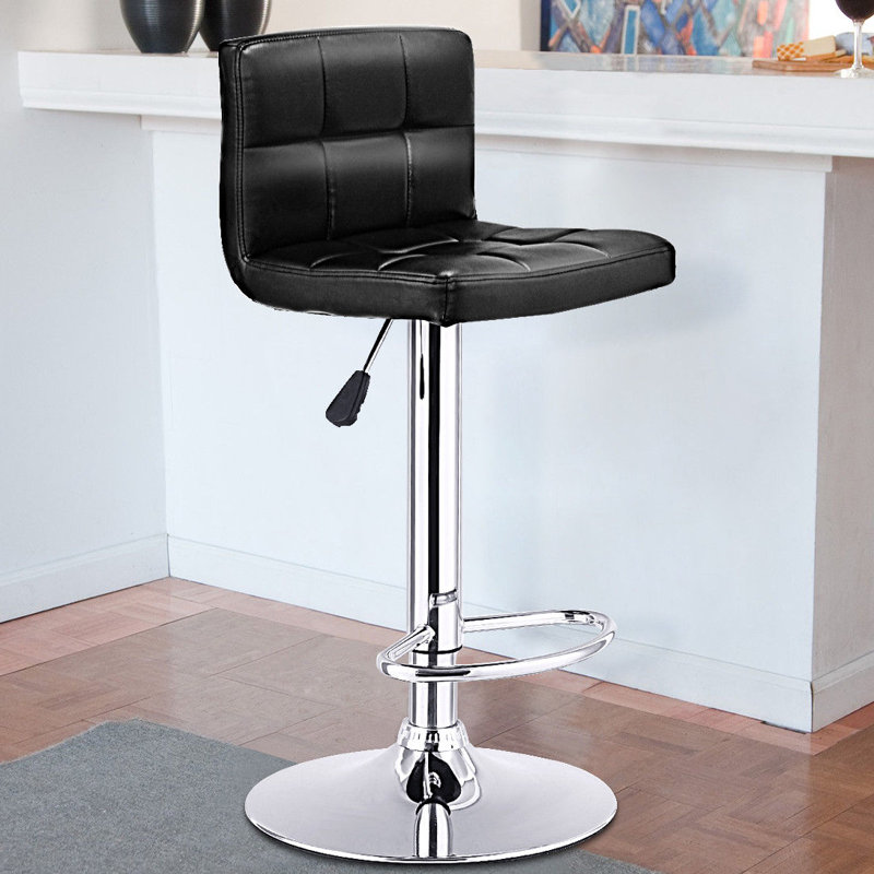 Jamir Swivel Upholstered Counter Stool, Black