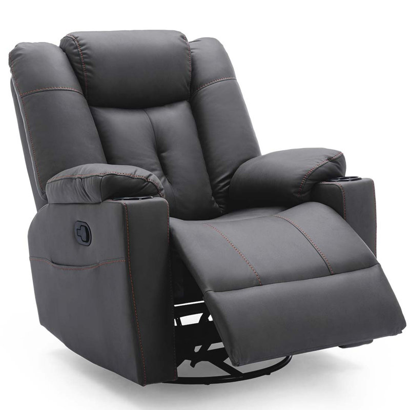 Henreitta Swivel Home Theatre Recliner, Charcoal