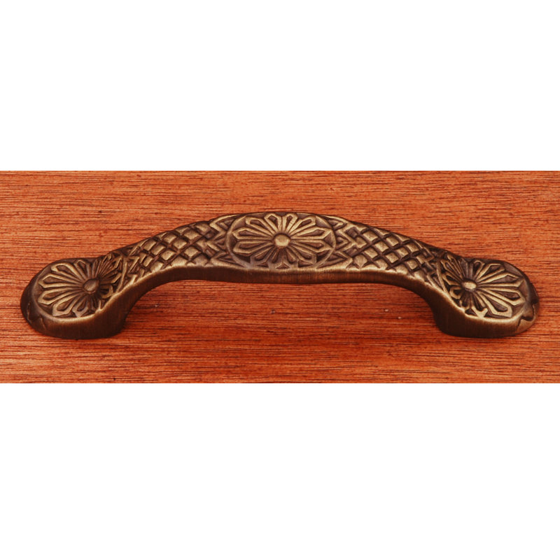 Poignée arquée fleurie 3 po Ornate, Antique English