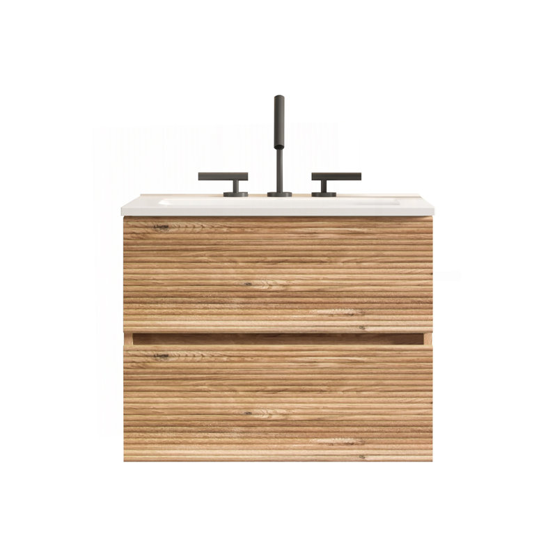 Ensemble de meuble-lavabo mural en chêne brut et chêne brut Gloria, Chêne, 24"
