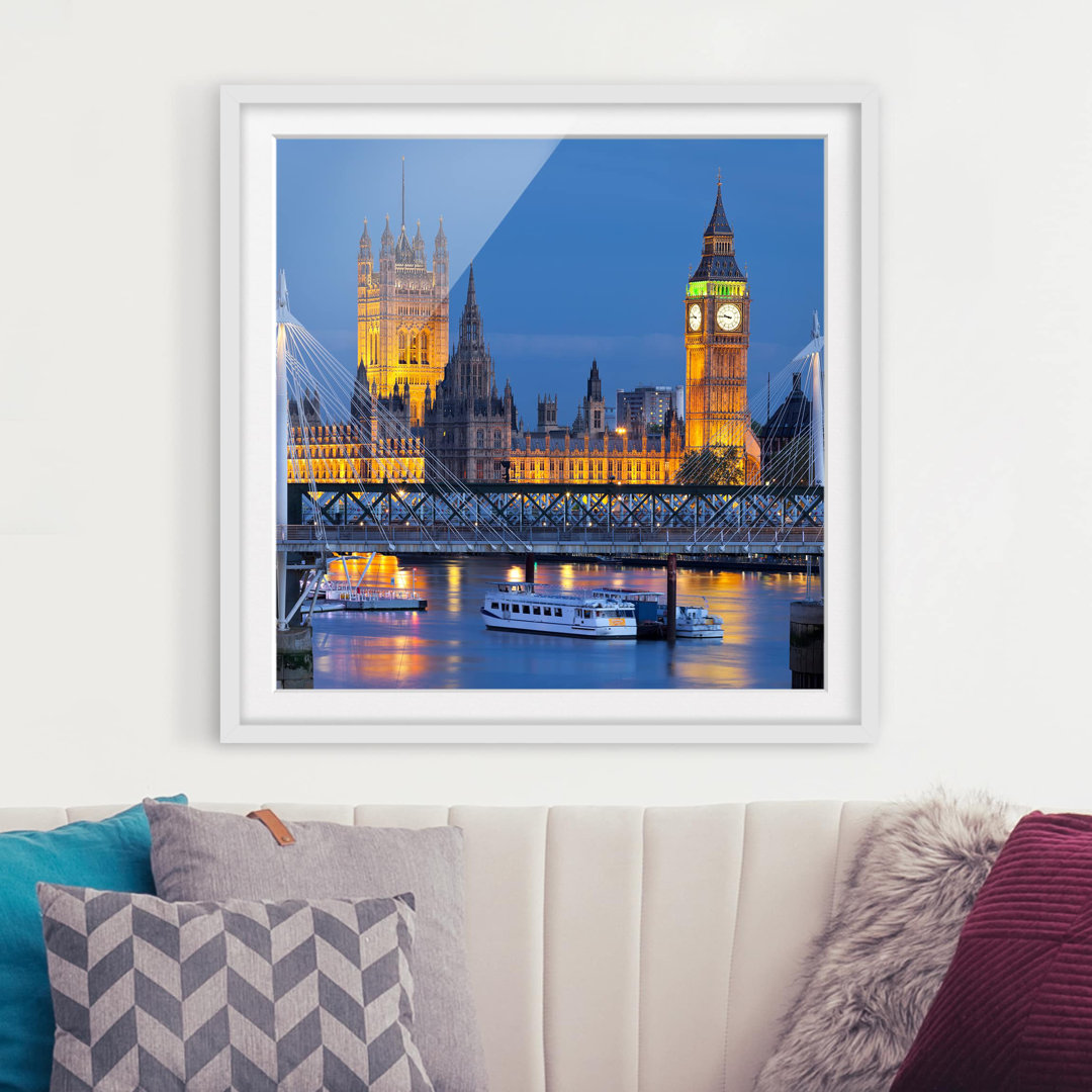 Gerahmtes Poster Big Ben and Westminster Palace in London at Night