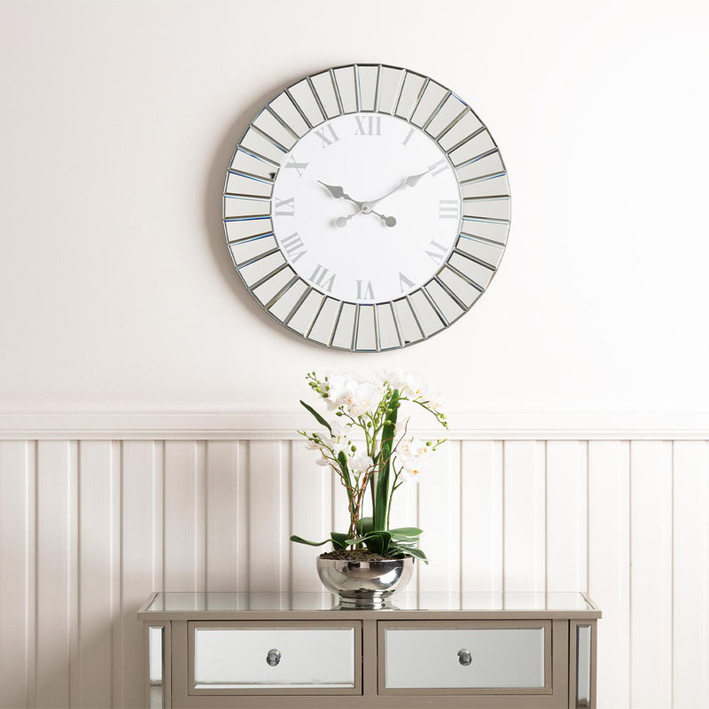 Battiste Mirror Wall Clock for Living Room Decor, Modern Wall Clock for Bedroom, 90cm H x 90cm W x 3.3cm D