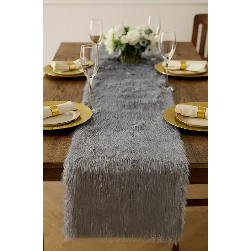 Joelene Rectangular Christmas Table Runner, 72.00" L x 15.00" D, Gray