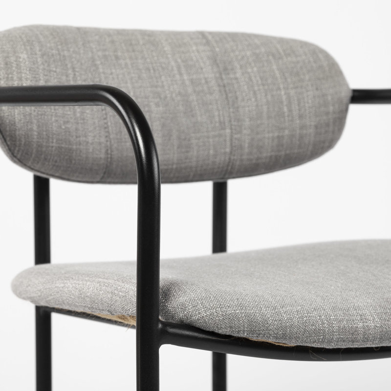 Tabouret en tissu Biélorussie, Tabouret de bar (siège d’une hauteur de 30 po), Gris bronze, Mélange de lin beige