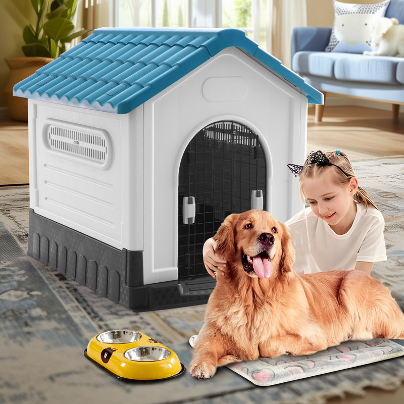 Niche pour chien en plastique avec porte Faunie, imperméable, plancher surélevé, facile à assembler