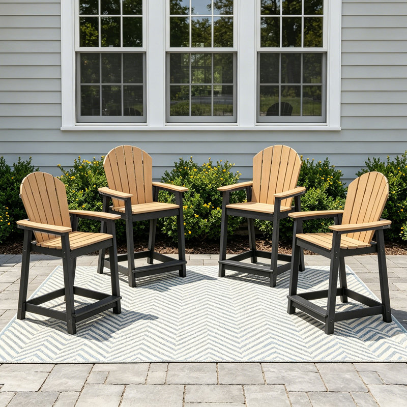 Chaise de bar d'extérieur Hdpe Adirondack, Black, Brown