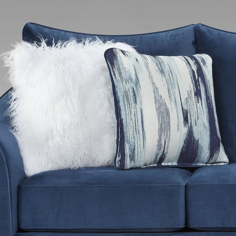 Camero Fabric 4-Piece Living Room Sofa Set, Navy Blue