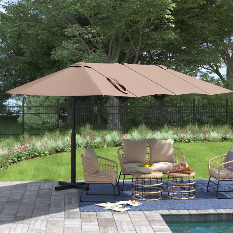 Parasol rectangulaire en porte-à-faux, Beige