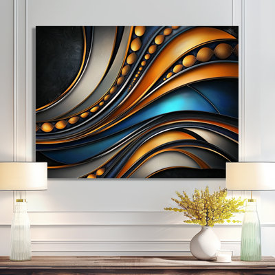 Golden Luminous Core Of Aqua II - décor géométrique en métal, impression moderne sur métal