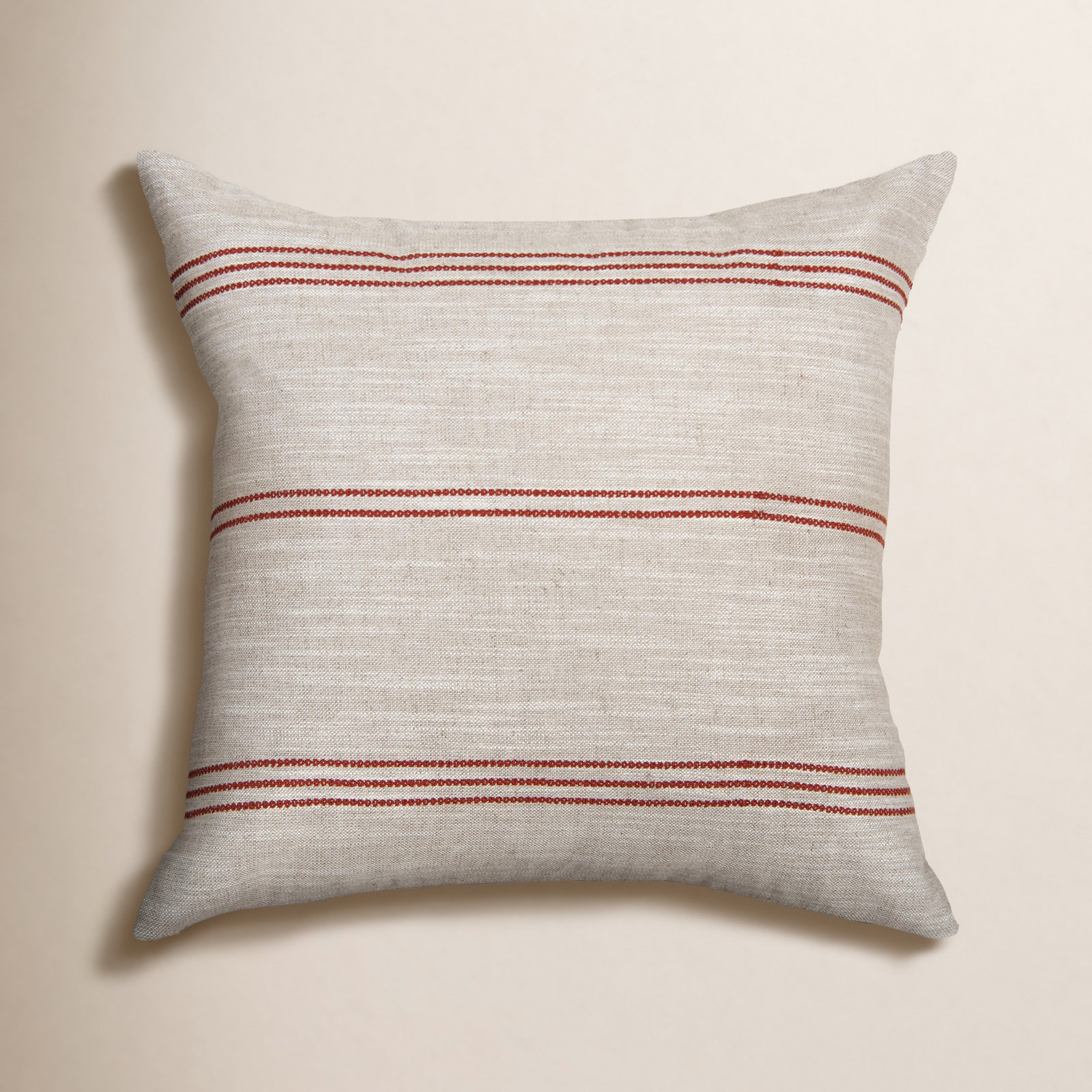 20" x 20" Linen Throw Pillow, Down Blend, Natrual Rust