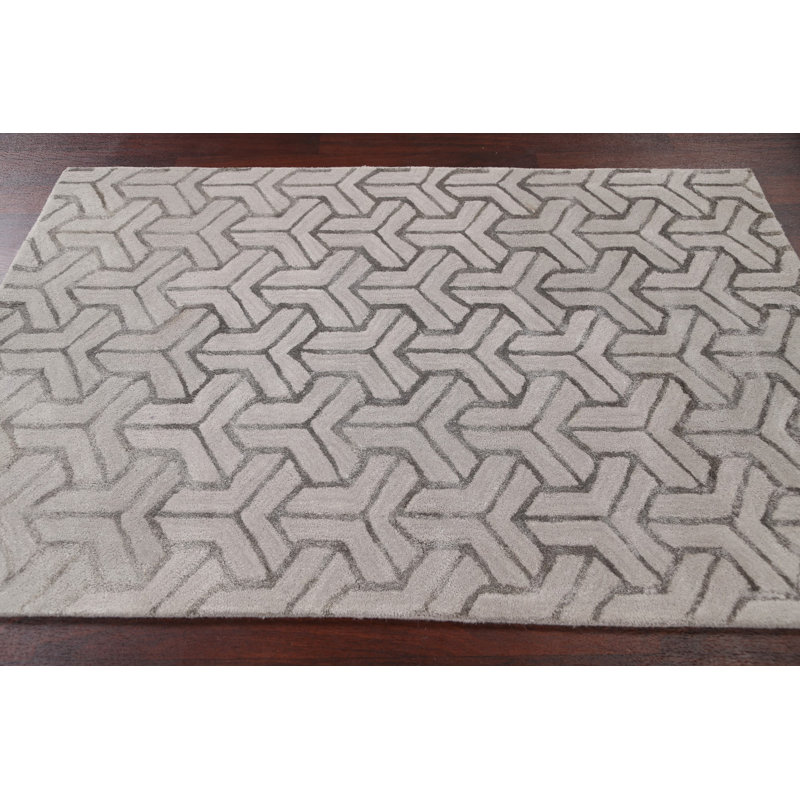 Silk and Wool Geometric Indoor Rug