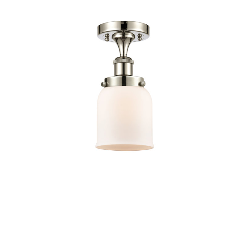 Plafonnier semi-encastré 1 lumière Ballston Urban Bell, Nickel poli, H 11 po x l 5 po x P 5 po, Blanc mat