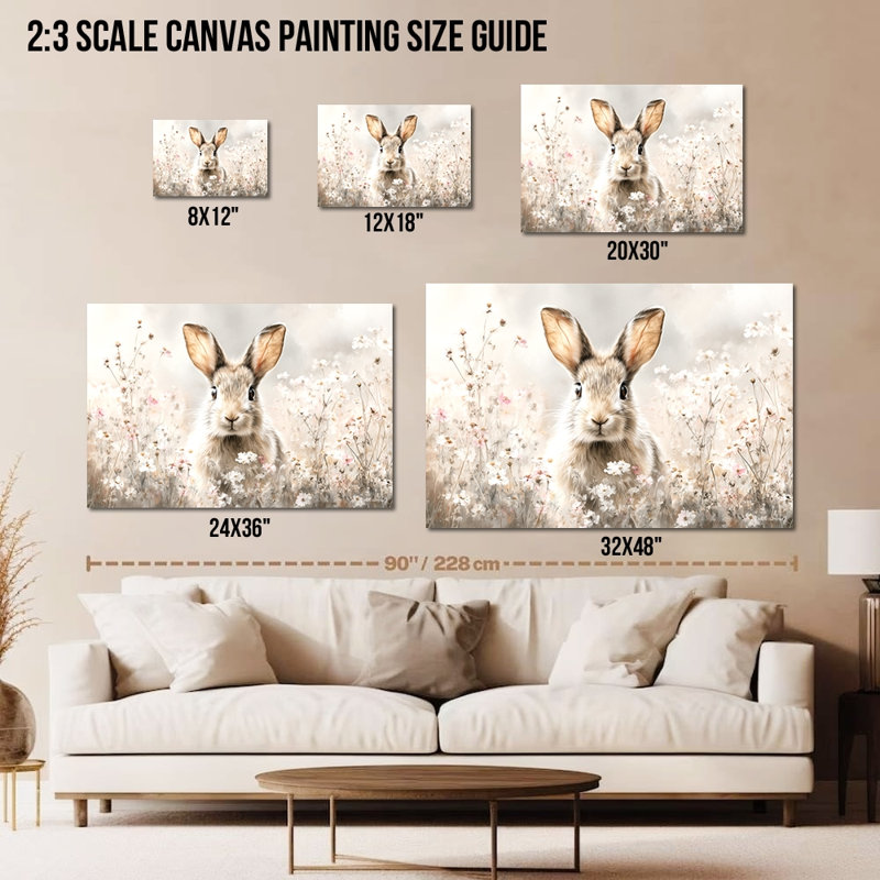  Grande toile de Pâques, reproduction de lapin de printemps, décoration murale avec cadre en pin, 28 po x 40 po