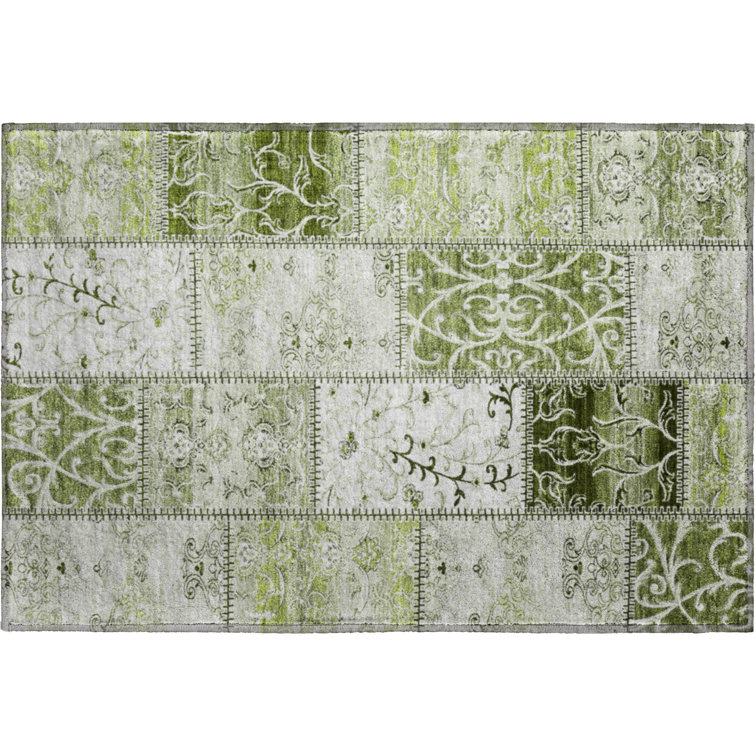 Premium Machine Washable Cerrito AMF566 Green Rug