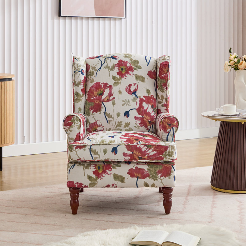 Demorrio Upholstered Armchair, Red/Beige