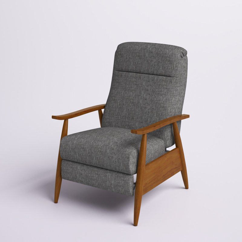 Fauteuil inclinable en cuir Imona, Polyester performance tissu lin gris cendré