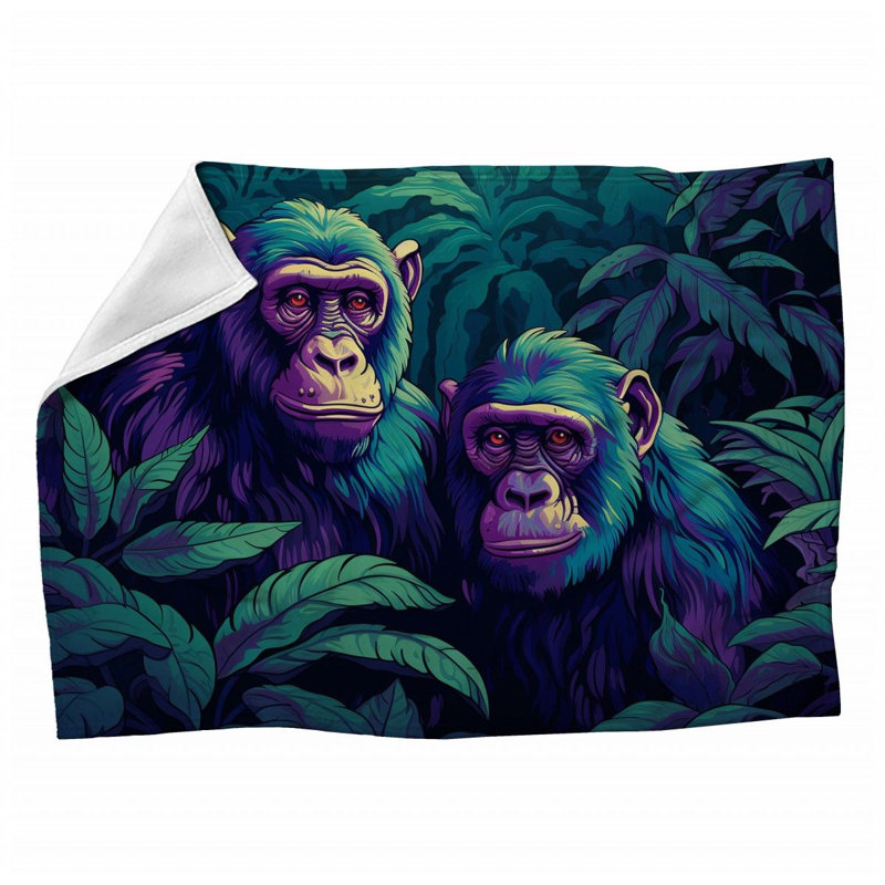 Jeté en molleton Chimpanzee - Couvertures douces et chaudes pour animaux - Jetés pour canapé, lit et chaises