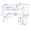 Lit mezzanine double en bois avec bureau intégré, tablettes et escalier de rangement-606400653