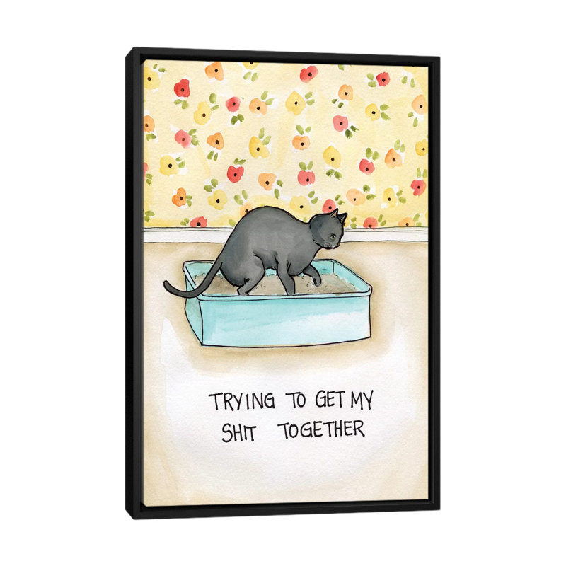 "Shit Together" par Jamie Morath-impression, H 26 po x l 18 po x 1,5 po, Toile avec cadre noir, Pas de tapis