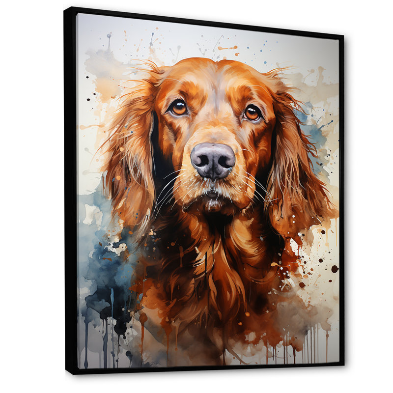 «Dog Irish Setter Impressions II», reproduction sur toile, Cadre flottant noir, 40" H x 30" W