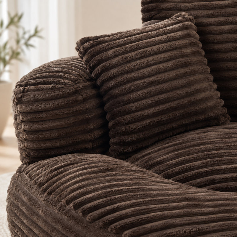 Pouf individuel avec mousse à mémoire de forme, revêtement en velours côtelé et 3 coussins