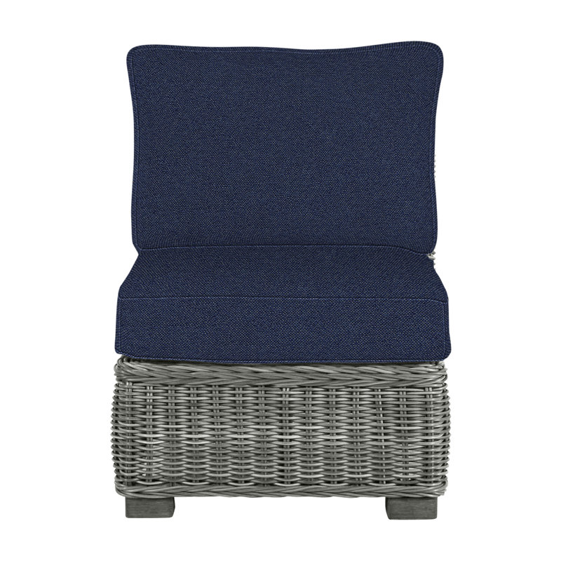 Fauteuil de chambre modulaire d'extérieur en résine tressée rustique N-Dura, Gris ardoise, Pas de soudure, Indigo Intermix