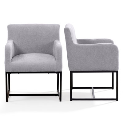 18.9" H Upholstered Armchairs with Metal Base