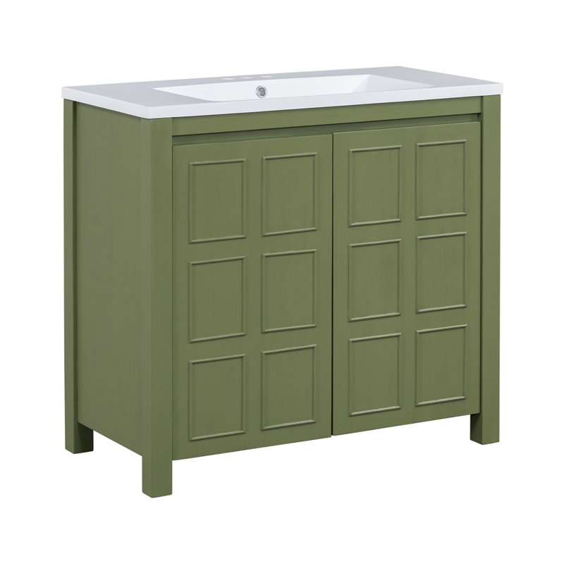 Organisateur de meuble-lavabo 36 po avec lavabo, Vert olive