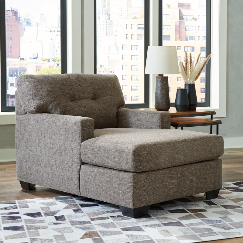 Upholstered Chaise Lounge, Brown 100% Polyester