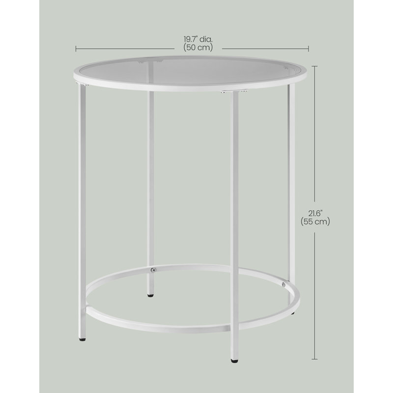 Deckland Glass Top End Table, Pearl White, Slate Grey