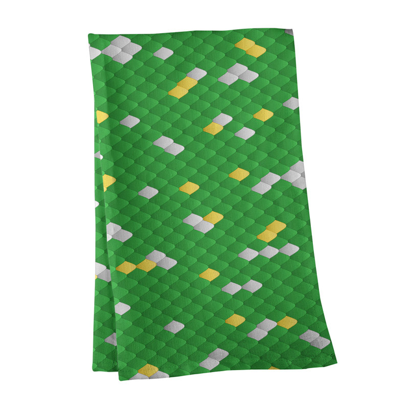 Serviette de thé à échelles serpent, Vert, Sergé de coton