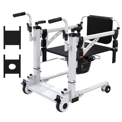 Fauteuil de transfert pour patient avec soulève-personne, Hoyer lève-personnes pour usage domestique, fauteuil de transfert pour soulève-personne hydraulique, fauteuil de salle de bain avec siège divisé à 180 ° et pot, fauteuil de chevet portatif pour personnes âgées