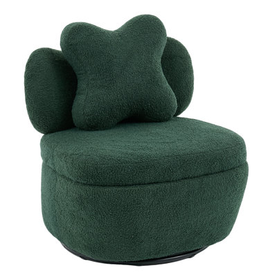 360° Swivel Accent Chair with Hidden Storage – Soft-like Bear-style Velvet Upholstered Ergonomic Bucket Armchair, 300 lbs Capacity for Living Room, Bedroom & Nursery – Camel