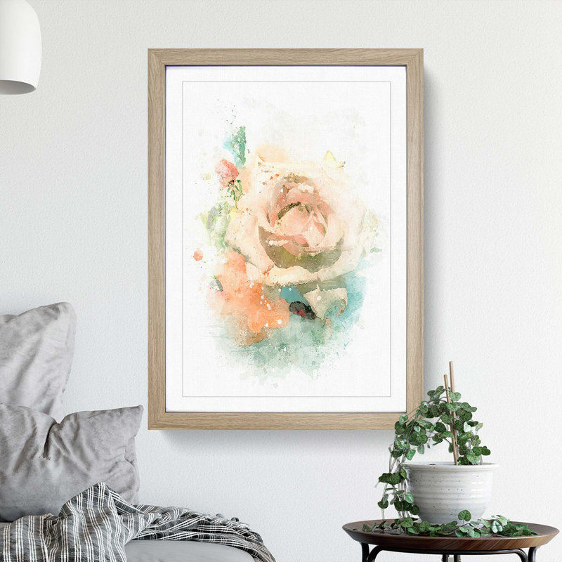 Floral Art in Abstract - Picture Frame Graphic Art Print, 87cm H x 62cm W x 2cm D, Oak Framed