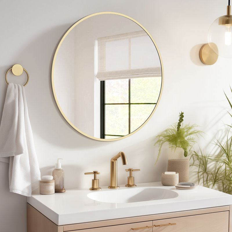 Miroir mural Kristene, Doré, 20 po x 20 po