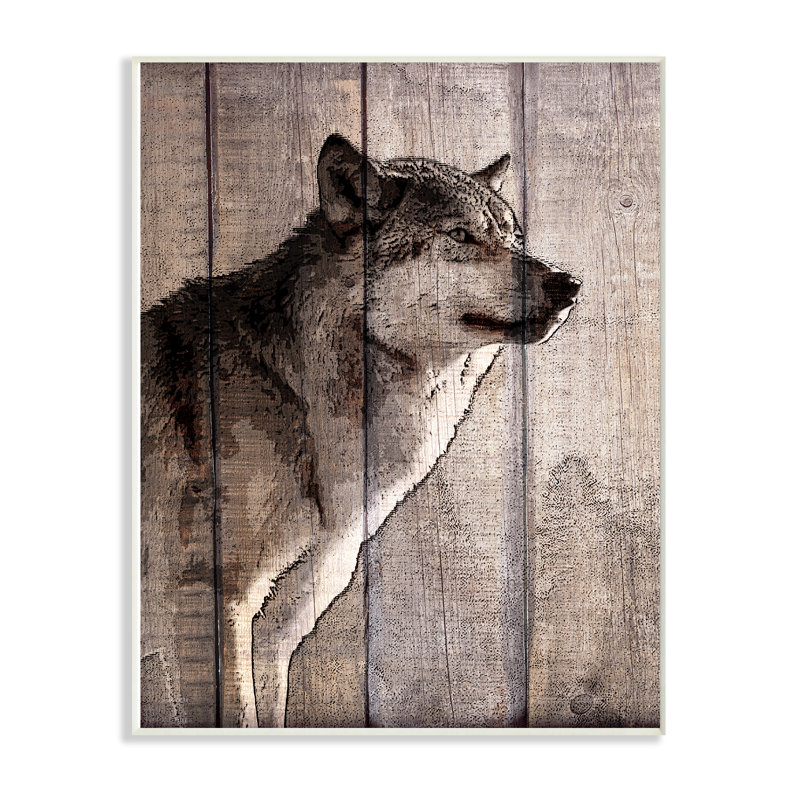 « brown loup en planches look photographie » par kimberly allen, impression, H 15 po x l 10 po x P 0,5 po, Plaque murale