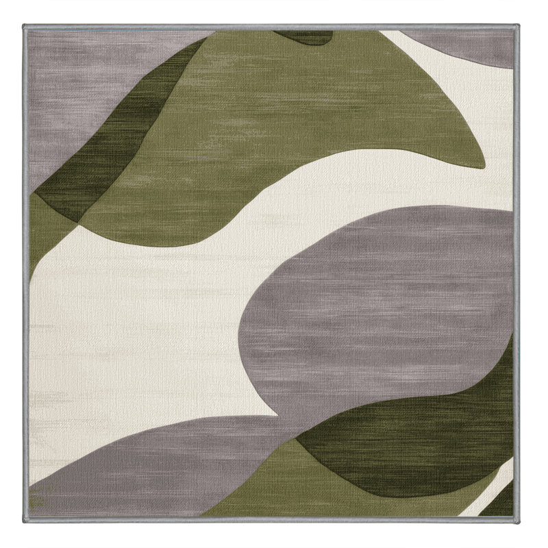 Tapis gris aquarelle lavable à la machine, Carré 6 pi