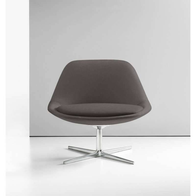 Chiara Lounge Chair, Polished Aluminum, Vella Peppercorn