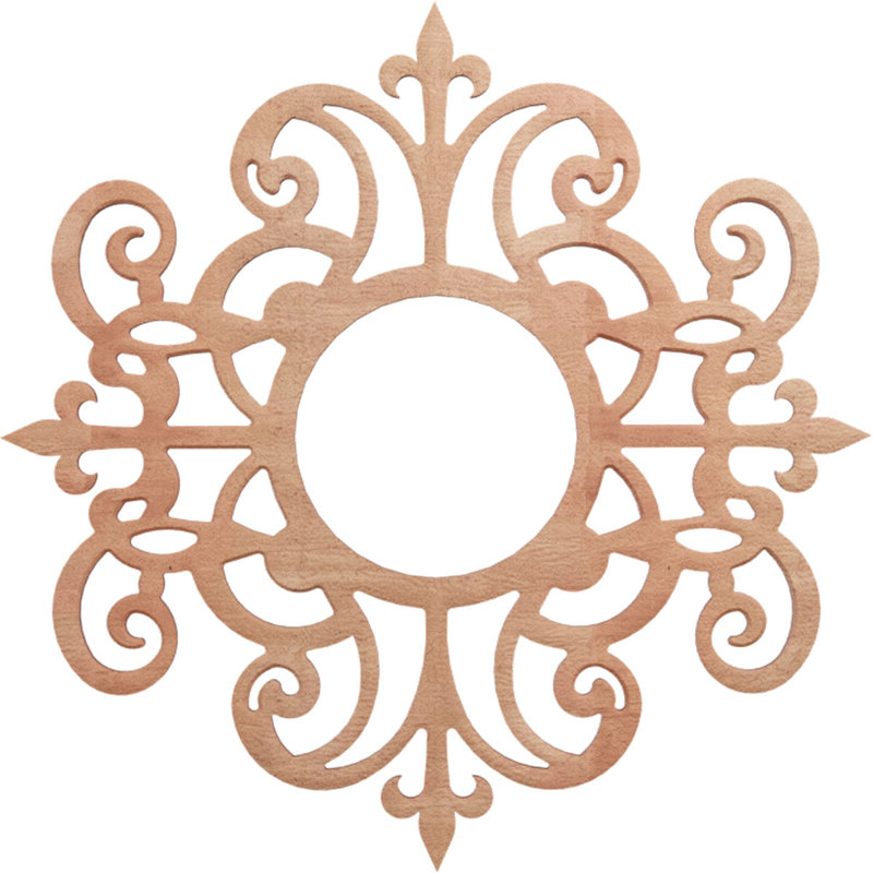 Médaillon de plafond en bois d'aulne Dijon, Cerisier, H 18 po x l 18 po x P 0,25 po