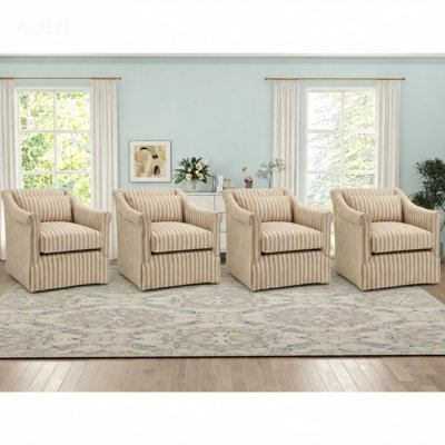 30" Wide Modern Soft Upholstered Swivel Accent Chair With Lumbar Pillow