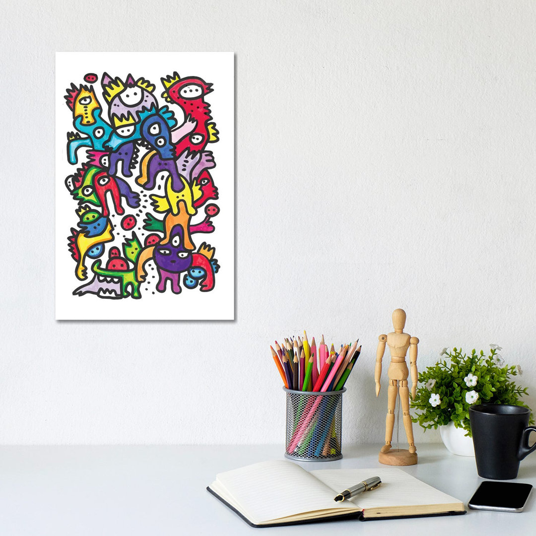 Felt Pen Cool Monsters by Emmanuel Signorino - Wrapped Canvas Gallery-Wrapped Canvas Giclée