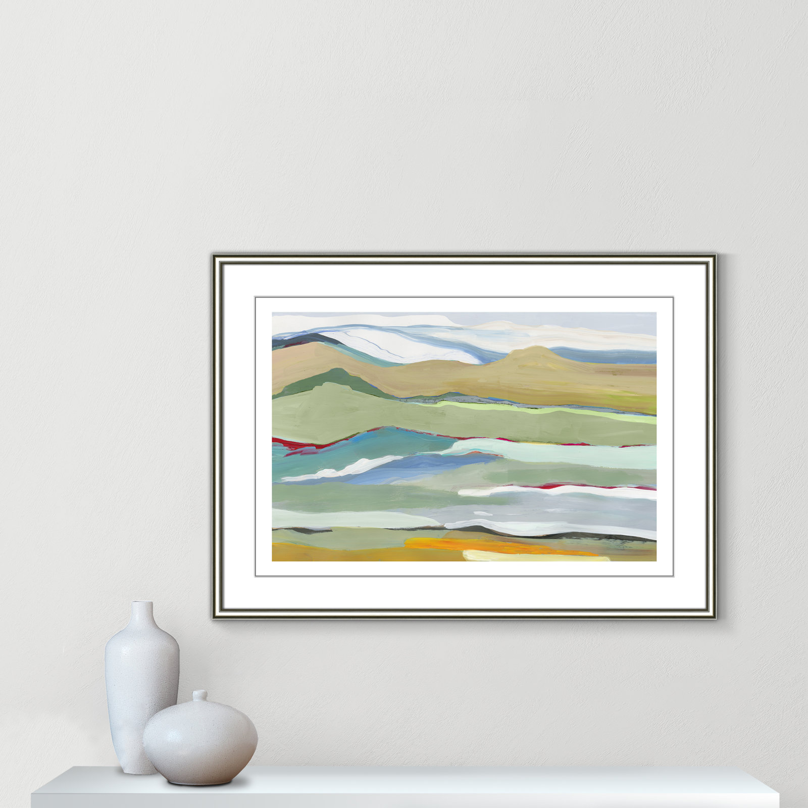Dee "Goodbye Summer on the Hills" Painting, 26.75" H x 36.75" W x 0.88" D, Silver Framed