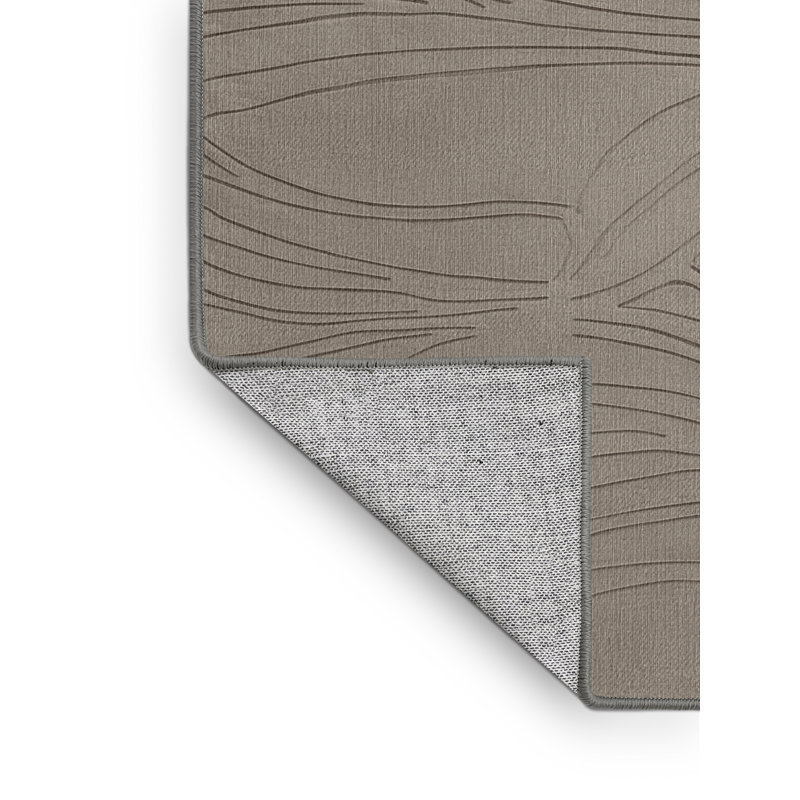 Machine Washable Abstract Gray Area Rug, Round 8'