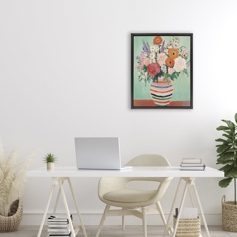 Cadre flottant floral, design par Petal Prints Design, Cadre flottant noir de jais, H 21 po x l 17 po
