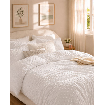 Ensemble de housse de couette brodée à pois toutes saisons Swift Home
