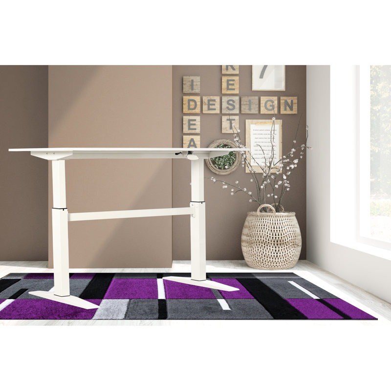 Bureau assis-debout blanc de 119 cm (47 po), réglage manuel, capacité de 100 kg (220 lb), bureau moderne blanc, réglage de la hauteur pour une productivité accrue