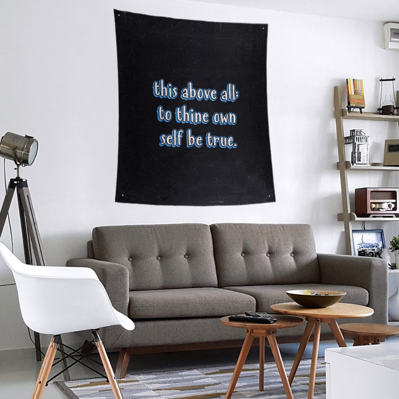 Tapisserie tableau noir en polyester, citation shakespeare, H 27,5 po x l 37,5 po, Bleu