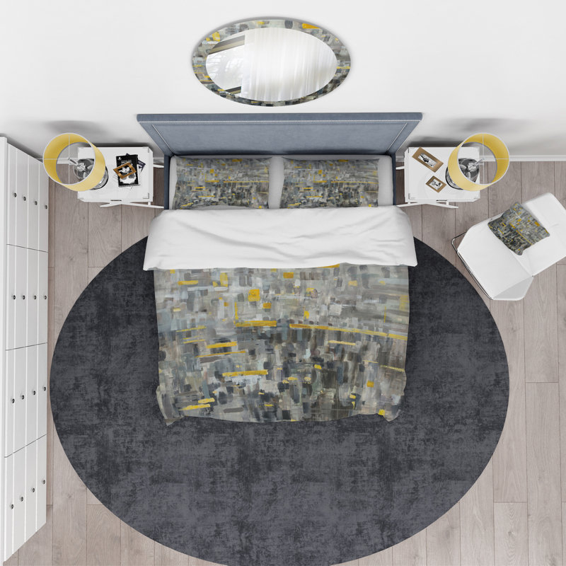 Glam Gold Reflection - Ensemble de housse de couette moderne et transitionnel - Microfibre de polyester