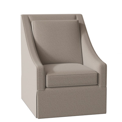 Teagan Upholstered Slipcovered Swivel Armchair
